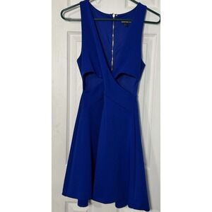 Express Blue Dress With Side Cut Outs V Neck Short Size 4